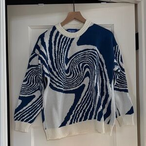 Aelfric Eden Navy and Cream Swirl Crewneck Sweater